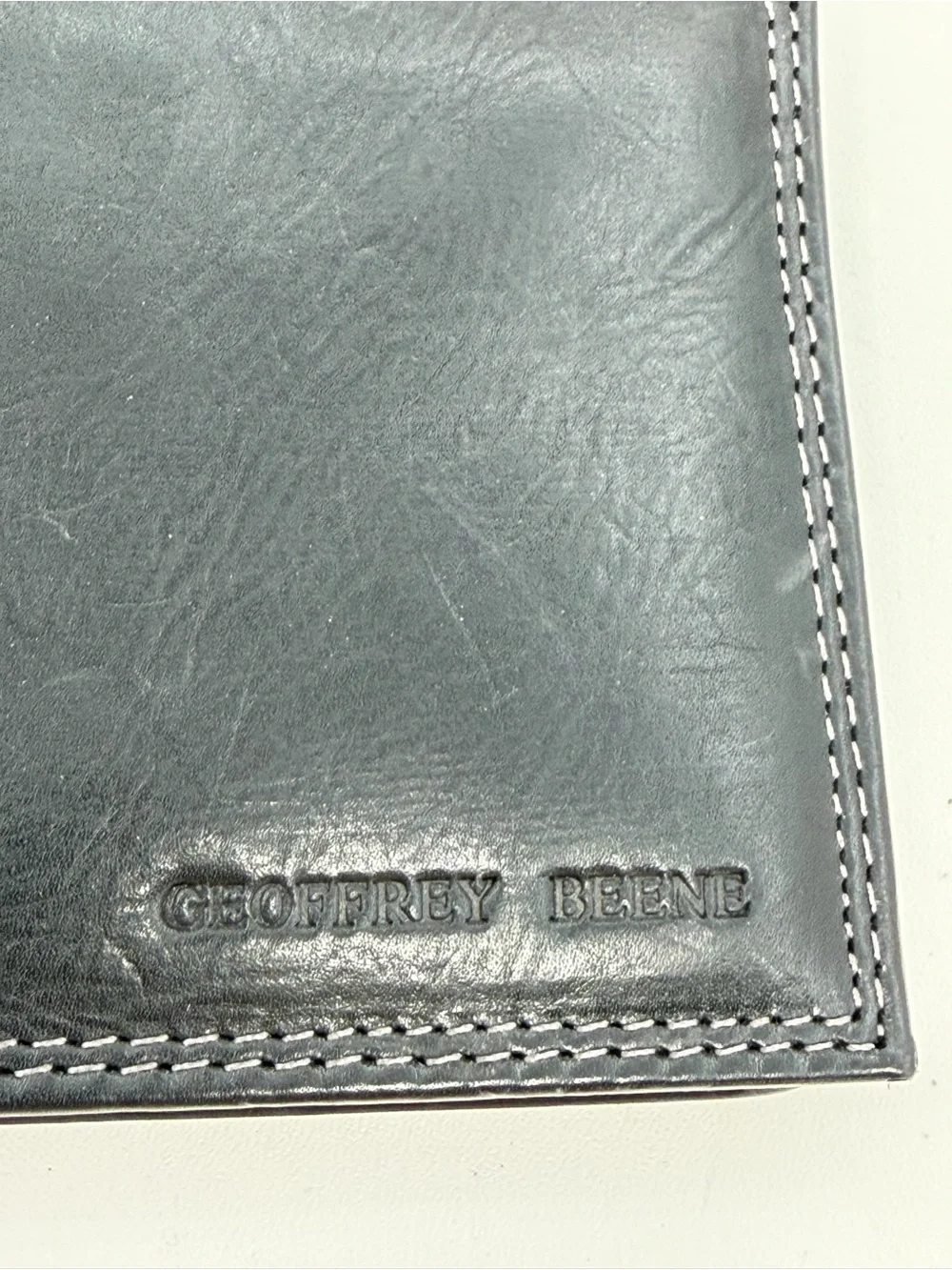 Geoffrey Beene Black Genuine Leather Bifold Wallet Removable Card Photo Case